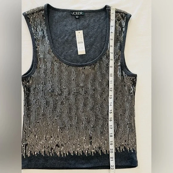 J.Crew | NWT | Vintage Rib Sequin Scoop Neck Tank | Large - Picture 4 of 6